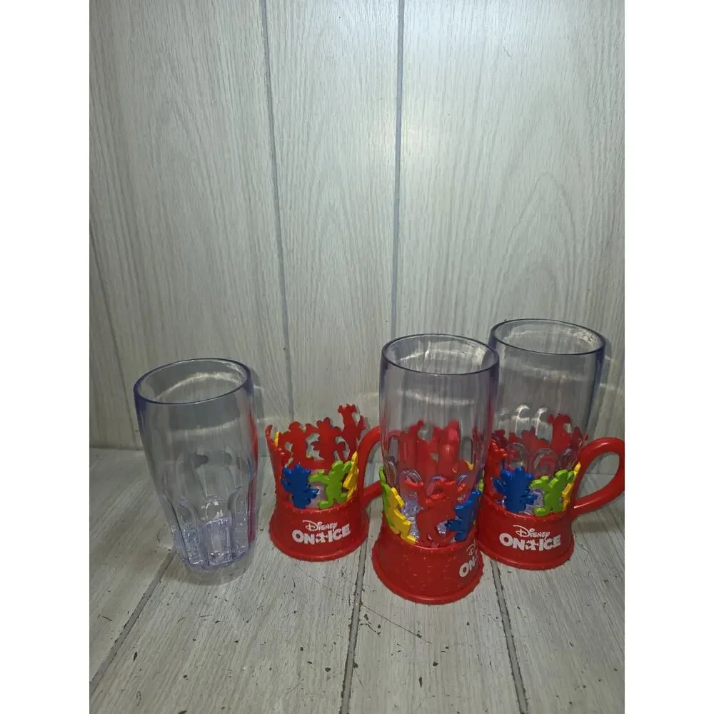 Disney On Ice Souvenir Mickey Mouse & Friends Light Up Plastic Mugs Set 3 Read